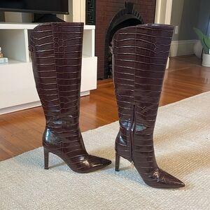 Nine West Heeled, Pointy Toed, Snakeskin Boots